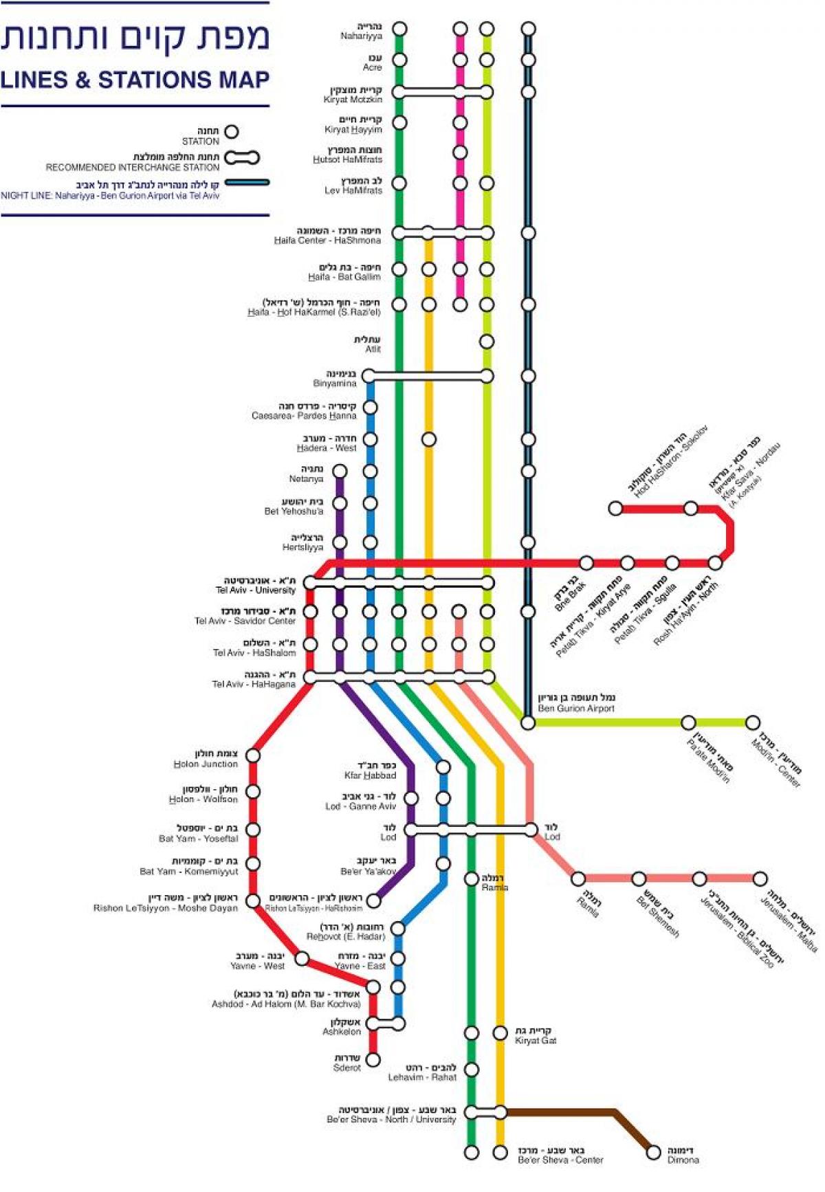мапа Ізраїлю на поїзд