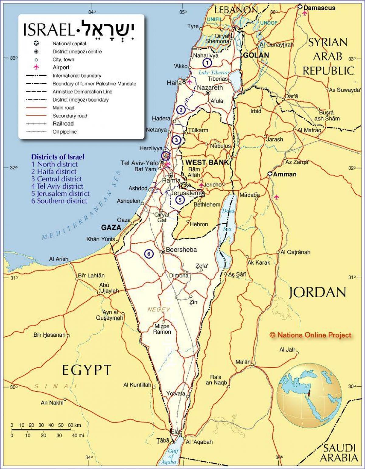 Ізраїль регіонах карті